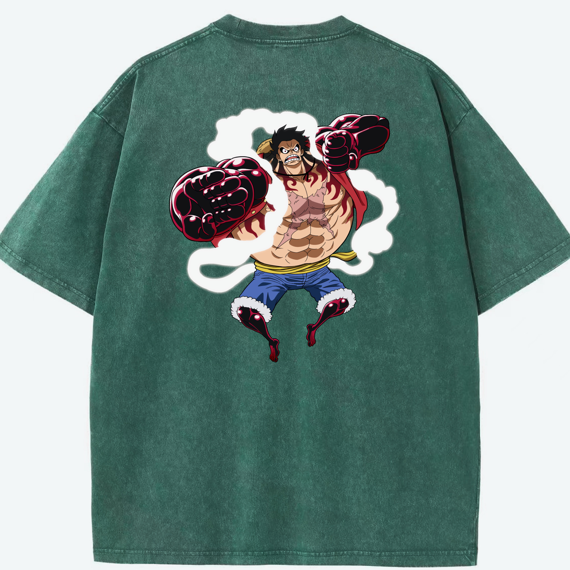 ワンピース モンキー・D・ルフィ ONE PIECE Monkey D. Luffy 綿100% ヴィンテージ風 半袖Tシャツ（背面プリント）